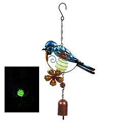 Bleu Carillons éoliens, Décorations de pendentif d'oiseau d'art de fer avec une boule qui brille dans le noir, bleu, 340x180mm