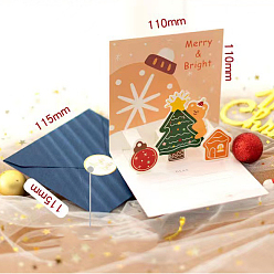 Рождественская елка Рождественская тема 1компьютерный бумажный конверт и 1pc 3d набор всплывающих поздравительных открыток, с запечатывающей наклейкой 1pc, узор Рождество дерево, конверт: 115x115 мм, карта: 110x110мм