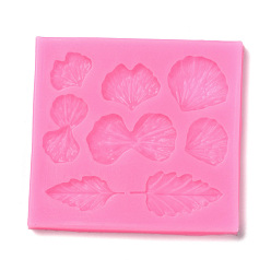 Hot Pink DIY Leaf Pattern Food Grade Silicone Fondant Molds, for DIY Cake Decoration, UV & Epoxy Resin Jewelry Making, Hot Pink, 68.5x64x5mm, Inner Diameter: 12.5~31x12~31mm