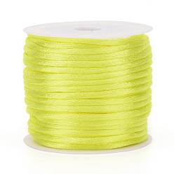 Yellow Nylon Cord, Satin Rattail Cord, for Beading Jewelry Making, Chinese Knotting, Yellow, 1mm, about 32.8 yards(30m)/roll