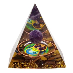 Colorido Pirámides de orgonita de resina con bola, pirámides curativas artesanales de resina, para levantar bebidas espirituosas y aliviar el estrés, colorido, 60x60x60 mm