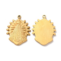 Doré  Placage ionique (ip) 304 pendentifs en acier inoxydable, charmes religieux, or, 34x26x3mm, Trou: 2mm