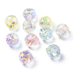 Mixed Color UV Plating Iridescent Acrylic Beads, Faceted, Round, Mixed Color, 13x15mm, Hole: 3mm