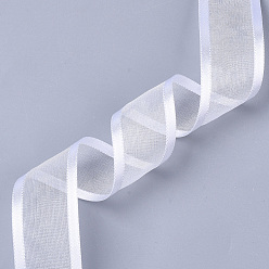 White Polyester Organza Ribbon, for Gift, Party Decorate, White, 1 inch(25mm), about 100yards/roll