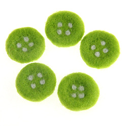 Jaune Vert Accessoires d'ornement en feutre de laine faits à la main, bouton rond et plat, pour bricolage enfants élastique à cheveux, jaune vert, 30x30mm