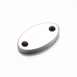 Color de Acero Inoxidable 201 conectores de eslabones de acero inoxidable, oval, color acero inoxidable, 12.5x7x1.2 mm, agujero: 1.5 mm