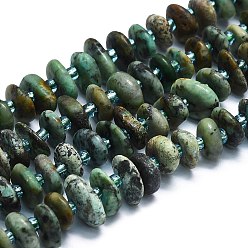Turquoise Africaine Brins de perles turquoises africaines naturelles (jaspe), puces, 10~12x8~9x3~4mm, Trou: 2mm, Environ 83 pcs/chapelet, 15.55'' (39.5 cm)