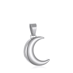 Silver Openable Alloy Memorial Urn Ashes Pendants, Moon, Silver, 23x16mm