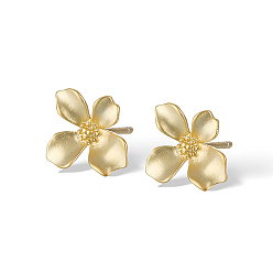 Золотой Серьги-гвоздики из стерлингового серебра для женщин, цветок, золотые, 12x10 мм
