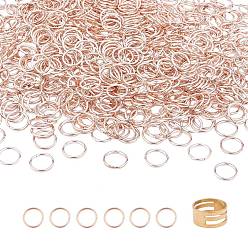 Oro Rosa Hierro anillos del salto abierto, con herramienta auxiliar de latón, oro rosa, 18 calibre, 10x1.0 mm, diámetro interior: 8 mm, sobre 750 unidades / caja
