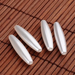 Blanc Perles de nacre d'imitation acrylique ovale, blanc, 28x6mm, trou: 1.5 mm, environ 950 pcs / 500 g