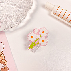 Flamingo Transparent Acrylic Binder Paper Clips, Card Assistant Clips, Flower Pattern, Flamingo, 26x22mm
