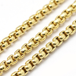 Real 18K Gold Plated Brass Venetian Chains, Lead Free & Nickel Free & Cadmium Free, Real 18K Gold Plated, 2x2mm