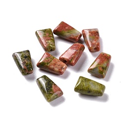 Unakite Natural Uniake Beads, Faceted, Trapezoid, 14x10x4.5mm, Hole: 1.2mm