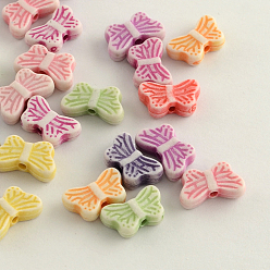 Mixed Color Craft Style Acrylic Beads, Butterfly, Mixed Color, 8x13x4mm, Hole: 2mm, about 1800pcs/500g