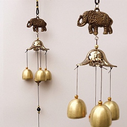 Elephant Lucky Wind Chime, Brass Windbell for Home Patio Outdoor Garden Hanging Decoration, Elephant, 460~580mm