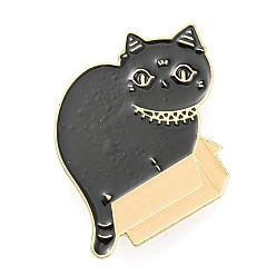 Negro Alfileres de esmalte con forma de gato, broche de aleación de oro claro para ropa de mochila, negro, 35x35x2 mm