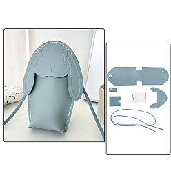 Light Blue Rabbit DIY PU Leather Phone Bag Making Kits, Light Blue, 18.5x14x5.5cm