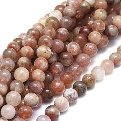 Sunstone Natural Sunstone Beads Strands, Round, 8mm, Hole: 0.8mm, about 52pcs/strand, 15.75 inch(40cm)