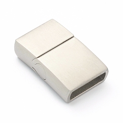 Stainless Steel Color 304 Stainless Steel Magnetic Clasps with Glue-in Ends, Rectangle, Stainless Steel Color, 19.5x12x5.5mm, Hole: 3x10mm