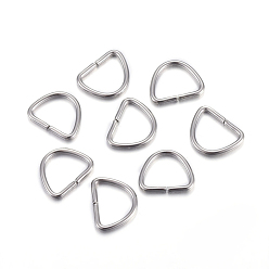 Stainless Steel Color 304 Stainless Steel D Rings, Buckle Clasps, For Webbing, Strapping Bags, Garment Accessories, Stainless Steel Color, 7.5x9.5x1mm, Inner Size: 5.5x7.5mm