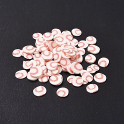 Orange Red Handmade Polymer Clay Cabochons, Baseball, Orange Red, 5.5~6x5x0.5mm, about 25000pcs/1000g