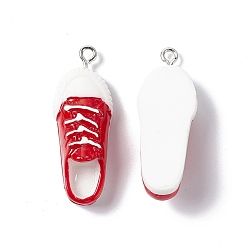 Red Resin Pendants, with Iron Loop, Shoes Charms, Red, 35x13x11mm, Hole: 2mm