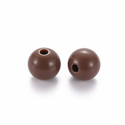 Terre De Sienne Perles acryliques opaques, ronde, Sienna, 8x7mm, Trou: 2mm, environ1745 pcs / 500 g