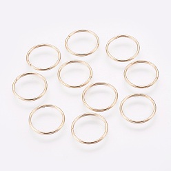 Light Gold Anillos de salto de hierro , anillos del salto abiertos, la luz de oro, 16x1.2 mm, diámetro interior: 13.5 mm