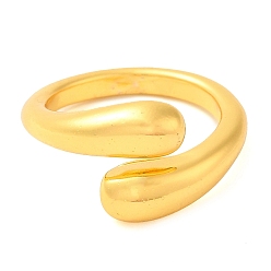 Golden Zinc Alloy Teardrop Open Cuff Rings for Women, Golden, Inner Diameter: 17mm