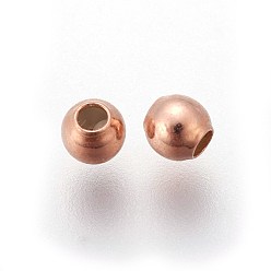 Rose Gold 925 Sterling Silver Stopper Beads, with Silicone inside, Rose Gold, 3.5x3mm, Hole: 0.5mm