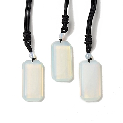 Opalite Collier pendentif rectangle opalite avec cordon nylon pour femme, 25.98~27.17 pouce (66~69 cm)