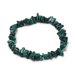 Malachite Natural Malachite Chip Beads Stretch Bracelets, Inner Diameter: 2 inch(5.2cm), Beads: 4.5~10mm