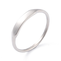 Stainless Steel Color 304 Stainless Steel Plain Band Finger Ring for Women, Stainless Steel Color, US Size 8~10(18.1~20.6mm)