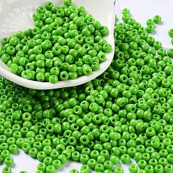 Lime Vert Cuisson de peinture perles de rocaille en verre, ronde, lime green, 4x3mm, Trou: 1.2mm, environ 7650 pcs / livre