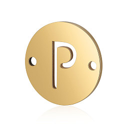 Letter P Connecteurs de liens en acier au titane, plat rond avec la lettre, or, letter.p, 12x0.8mm, Trou: 0.8mm