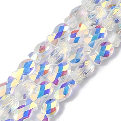 Clear AB Transparent Electroplate Glass Beads Strands, Half Rainbow Plated, Faceted, Fish, Clear AB, 10.5x6x5mm, Hole: 1.4mm, about 55pcs/strand, 21.97 inch(55.8cm)