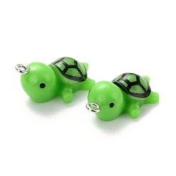 Зеленый Непрозрачные подвески смолы, черепаха, зелёные, 26x14x10 мм, отверстие : 1.5 мм