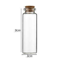 Прозрачный Стеклянная бутылка, с пробкой, бутылка желаний, колонка, прозрачные, 3x9 см, емкость: 45 мл (1.52 жидких унций)