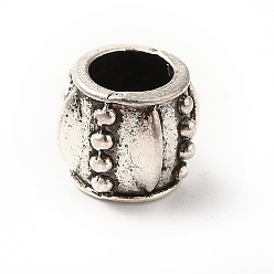 Argent Antique  Perles européennes en alliage de style tibétain, Perles avec un grand trou   , rondelle, argent antique, 9.5x8mm, Trou: 5mm, environ387 pcs / 500 g
