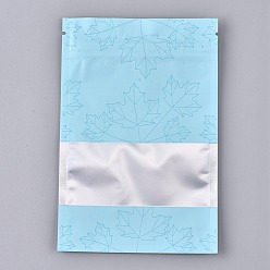 Azul Cielo Bolsas de plástico con cierre de cremallera, bolsa de papel de aluminio resellable, bolsas de almacenamiento de alimentos, Rectángulo, patrón de licencia de arce, luz azul cielo, 15.1x10.1 cm, espesor unilateral: 3.9 mil(0.1mm)
