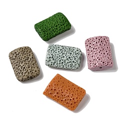 Mixed Color Resin Imitation Lava Rock Beads, Rectangle, Mixed Color, 28~30x19.5~20.5x7~7.5mm, Hole: 2.8mm