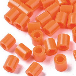 Naranja Perlas de fusibles pe, perlas melty bricolaje, tubo, naranja, 5x5 mm, Agujero: 3 mm, sobre 8000 unidades / 500 g