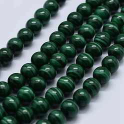 Malachite Natural Malachite Beads Strands, Grade AA, Round,  4mm, Hole: 0.6mm, about 95pcs/strand, 15.5 inch(39.5cm)