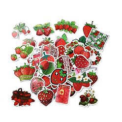 Mixed Color Cartoon Strawberry Paper Stickers Set, Adhesive Label Stickers, for Water Bottles, Laptop, Luggage, Cup, Computer, Mobile Phone, Skateboard, Guitar Stickers, Mixed Color, 40~73x37~75x0.3mm