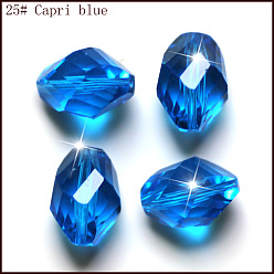 Озёрно--синий Имитация Австрийские кристаллические шарики, класс AAA, граненые, двухконусные, Плут синий, 10x13 мм, отверстие : 0.9~1 мм