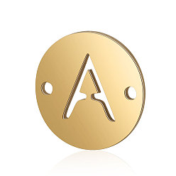 Letter A Соединители звеньев титановой стали, плоские круглые с буквы, золотые, letter.a, 12x0.8 мм, отверстие : 0.8 мм