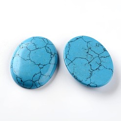 Turquoise Synthétique Ovales cabochons turquoises synthétiques, teint, 40x30x8mm
