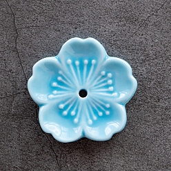 Cielo Azul Quemadores de incienso de porcelana, soportes de incienso de flores, Suministros budistas zen de la casa de té de la oficina en el hogar, el cielo azul, 45x10 mm
