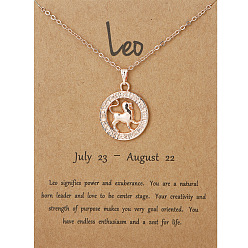 Leo Alloy Constellation Pendant Necklaces, Golden, Leo, 17.13 inch(43.5cm)